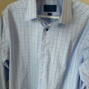 David Donahue Light Blue Plaid Shirt
